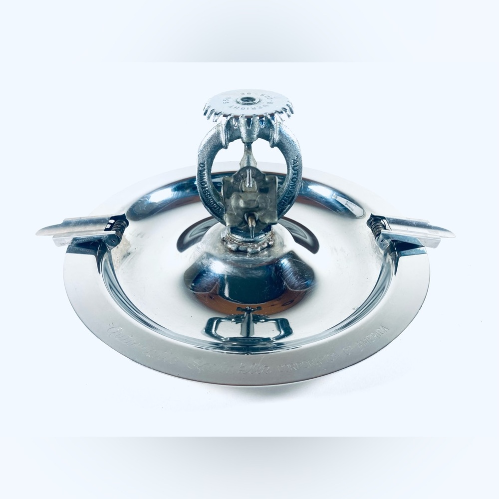 Vtg AUTOMATIC SPRINKLER CORP OF AMERICA Chrome Ashtray Promotional Advertising